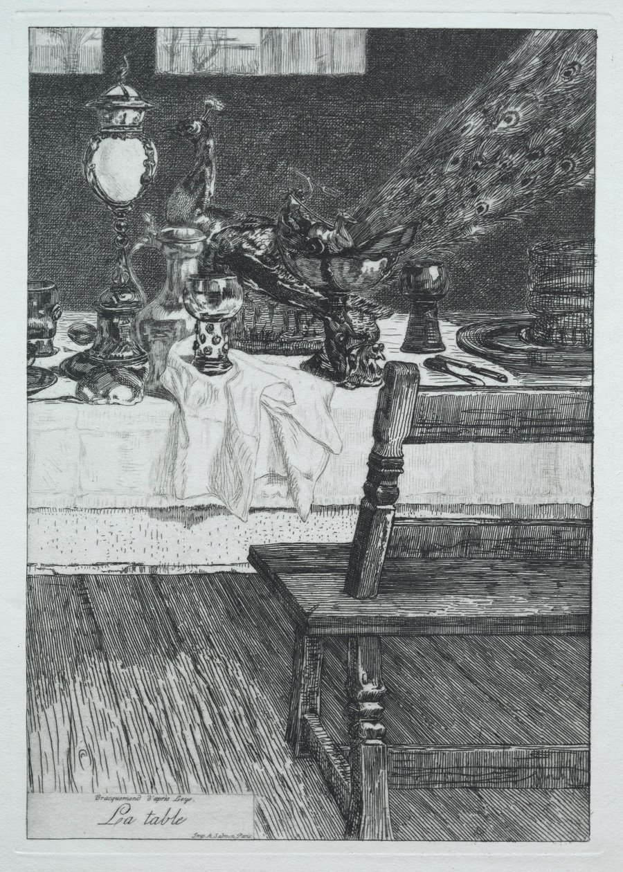Pöytä, H. Leysin mukaan, 1868. tekijältä Felix Bracquemond