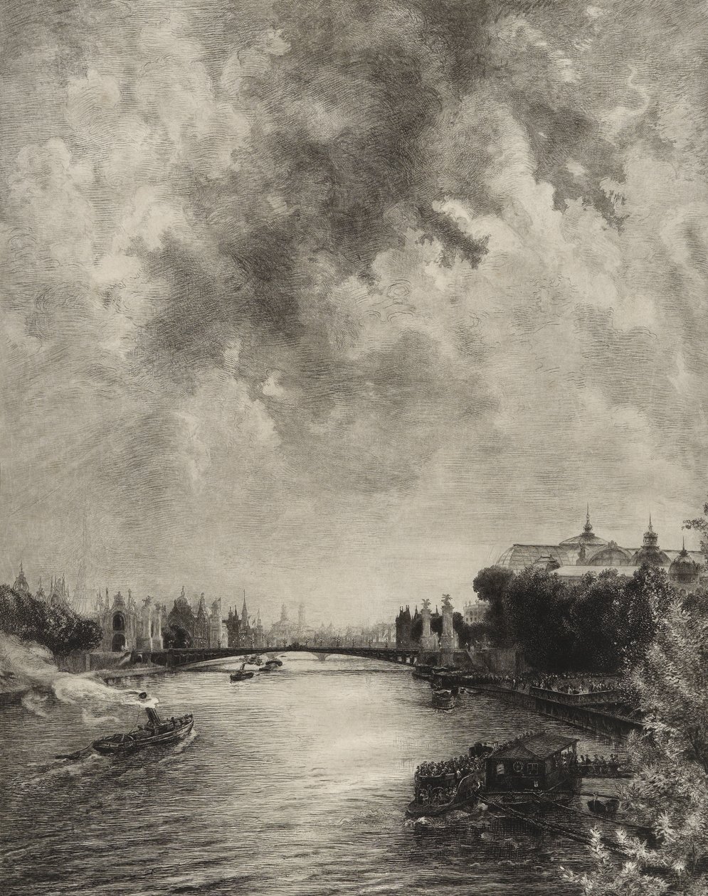 Nimetön (näkymä Seine-joelle) tekijältä Felix Bracquemond