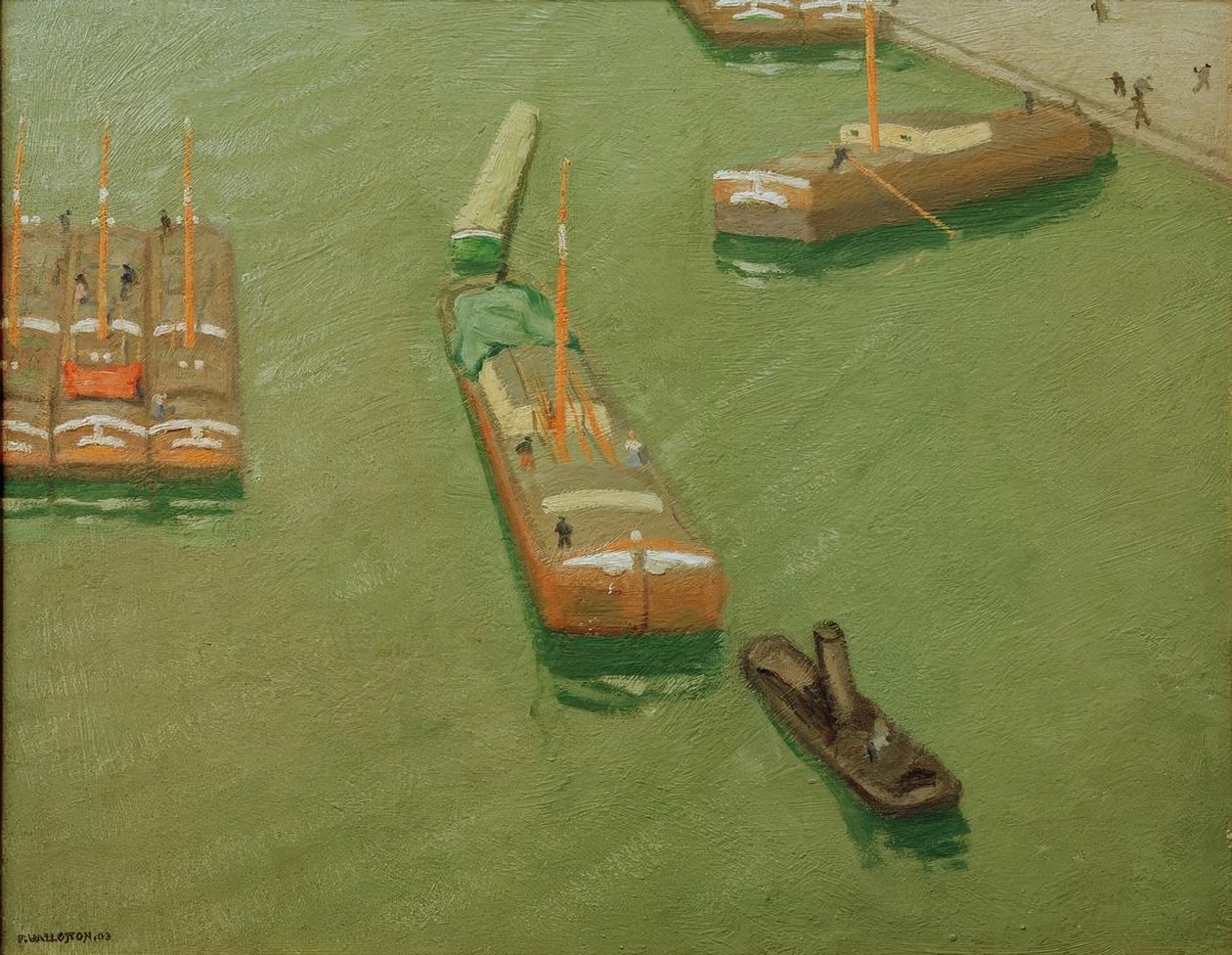 Chalands, Canal de l’Ourcq tekijältä Felix Edouard Vallotton