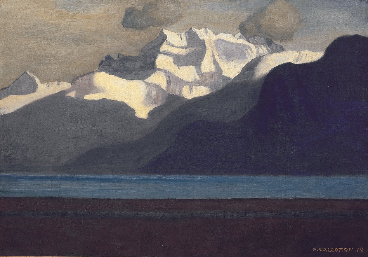 Genevejärvi ja Dents-du-Midi, 1919 tekijältä Felix Edouard Vallotton