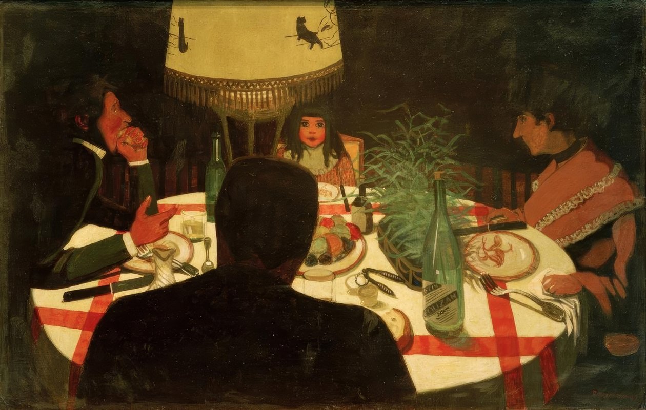 Le dîner, effet de lampe tekijältä Felix Edouard Vallotton