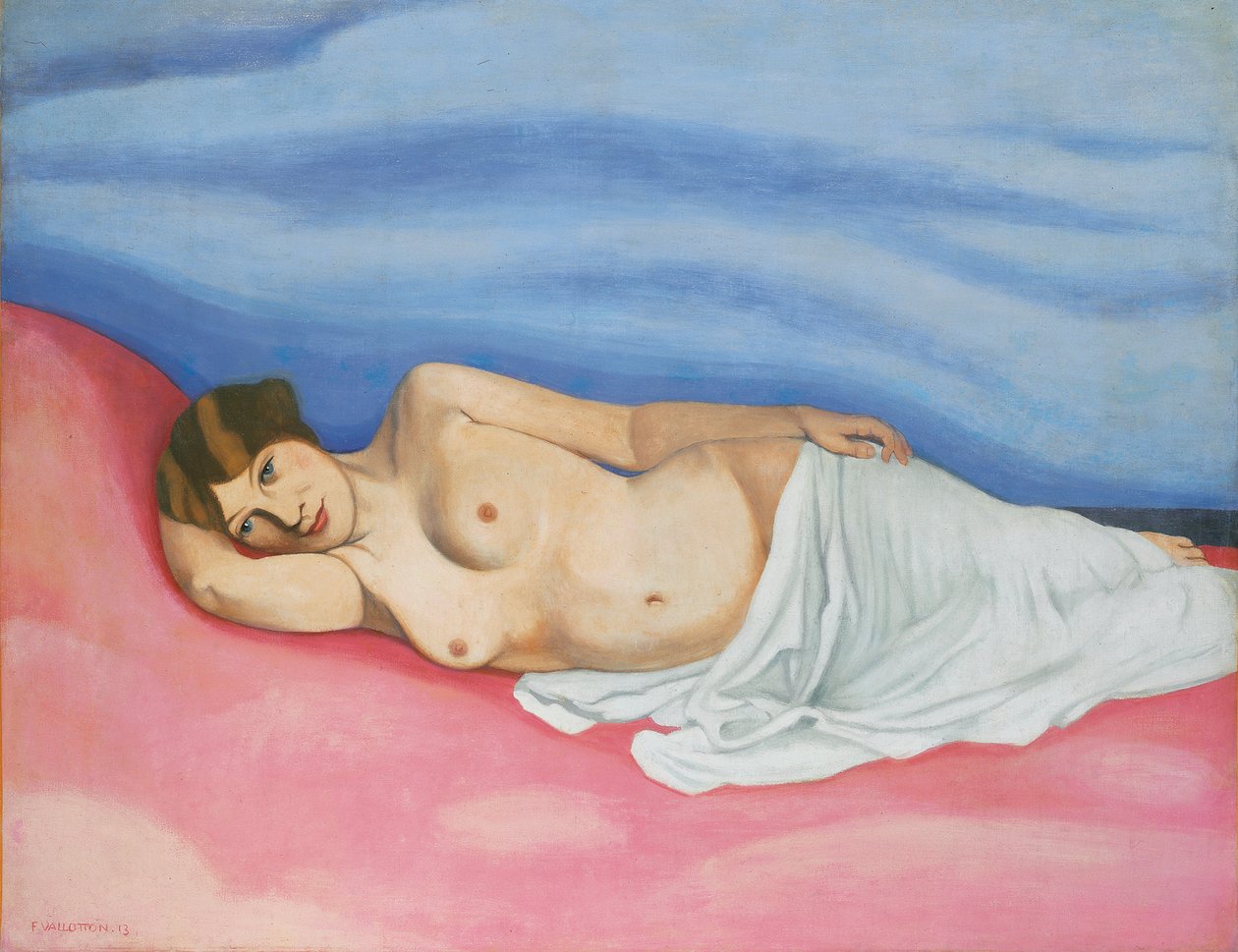Makaava nainen alaston, 1913 tekijältä Felix Edouard Vallotton