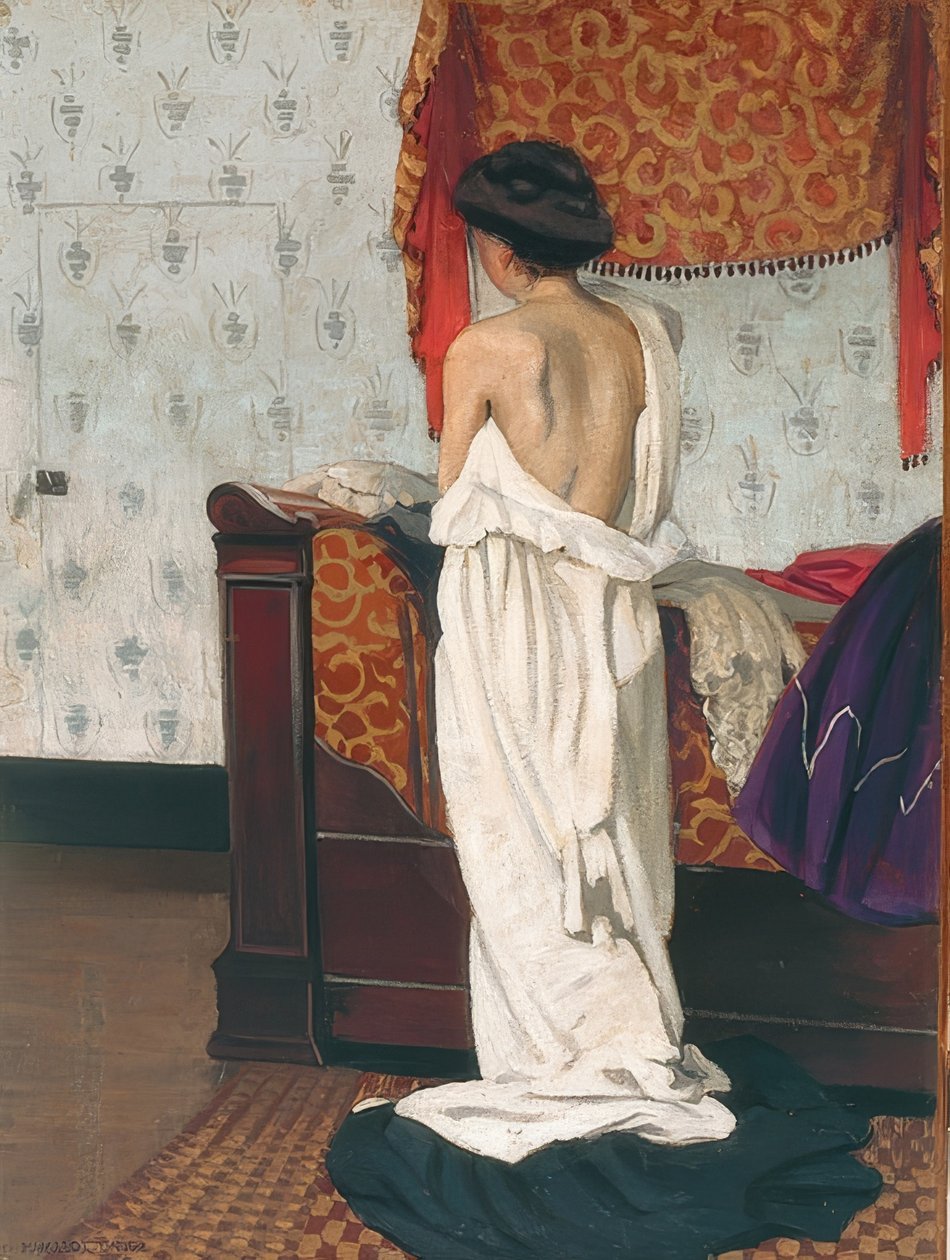 Selkänäytelmä sisätiloissa. 1902 tekijältä Felix Edouard Vallotton