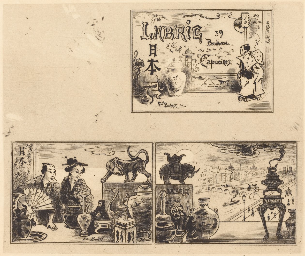 Labricin osoite, 1876. tekijältä Felix Hilaire Buhot