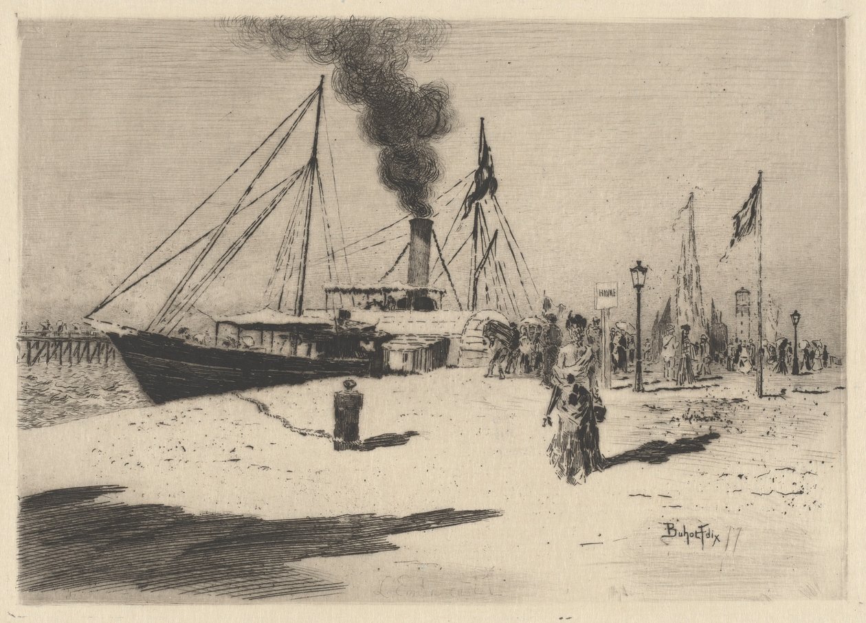Trouvillen laituri (Trouvillen laituri) tekijältä Felix Hilaire Buhot
