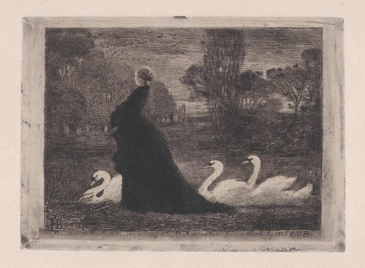Joutsenen rouva, 1879. tekijältä Felix Hilaire Buhot