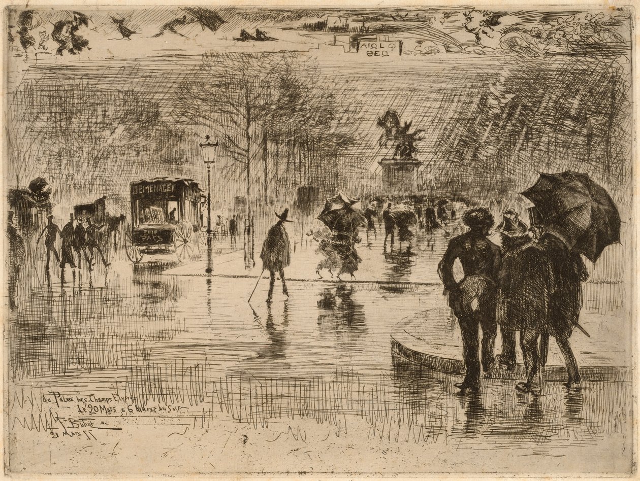 Taiteilijoiden paluu, 1877. tekijältä Felix Hilaire Buhot
