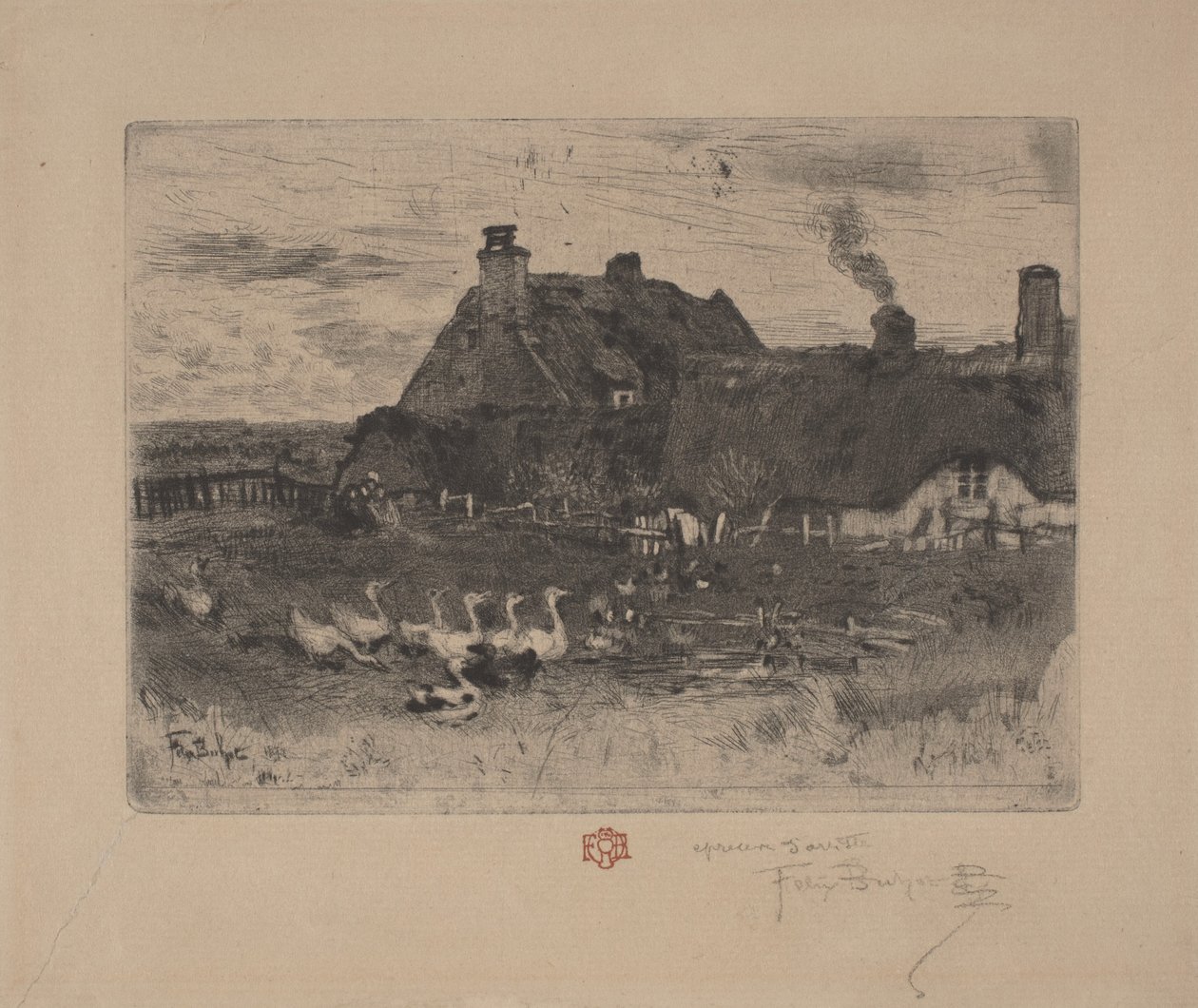 Pienet mökit, 1878. tekijältä Felix Hilaire Buhot
