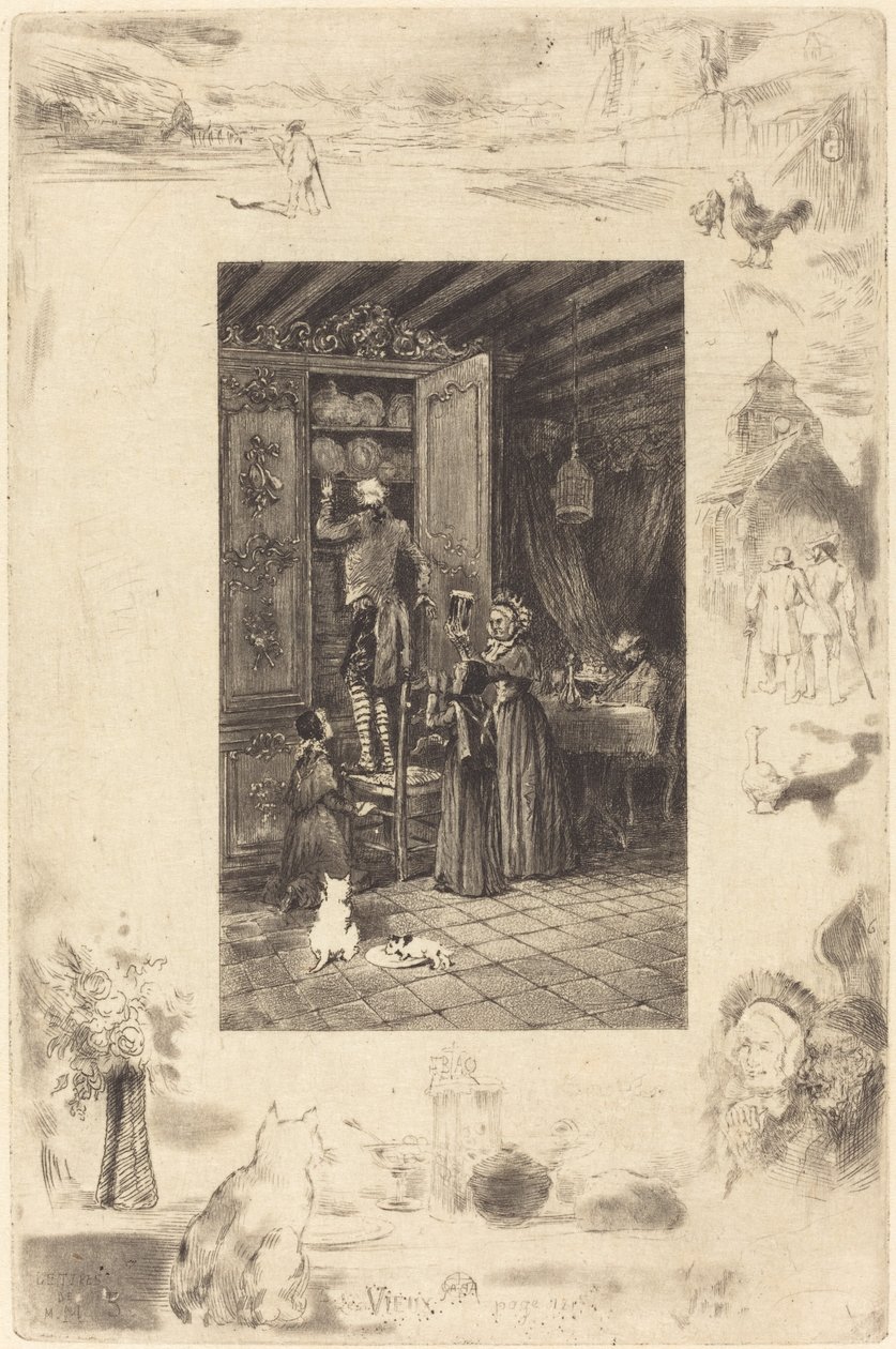Vanhat vanhimmat, n. 1885. tekijältä Felix Hilaire Buhot