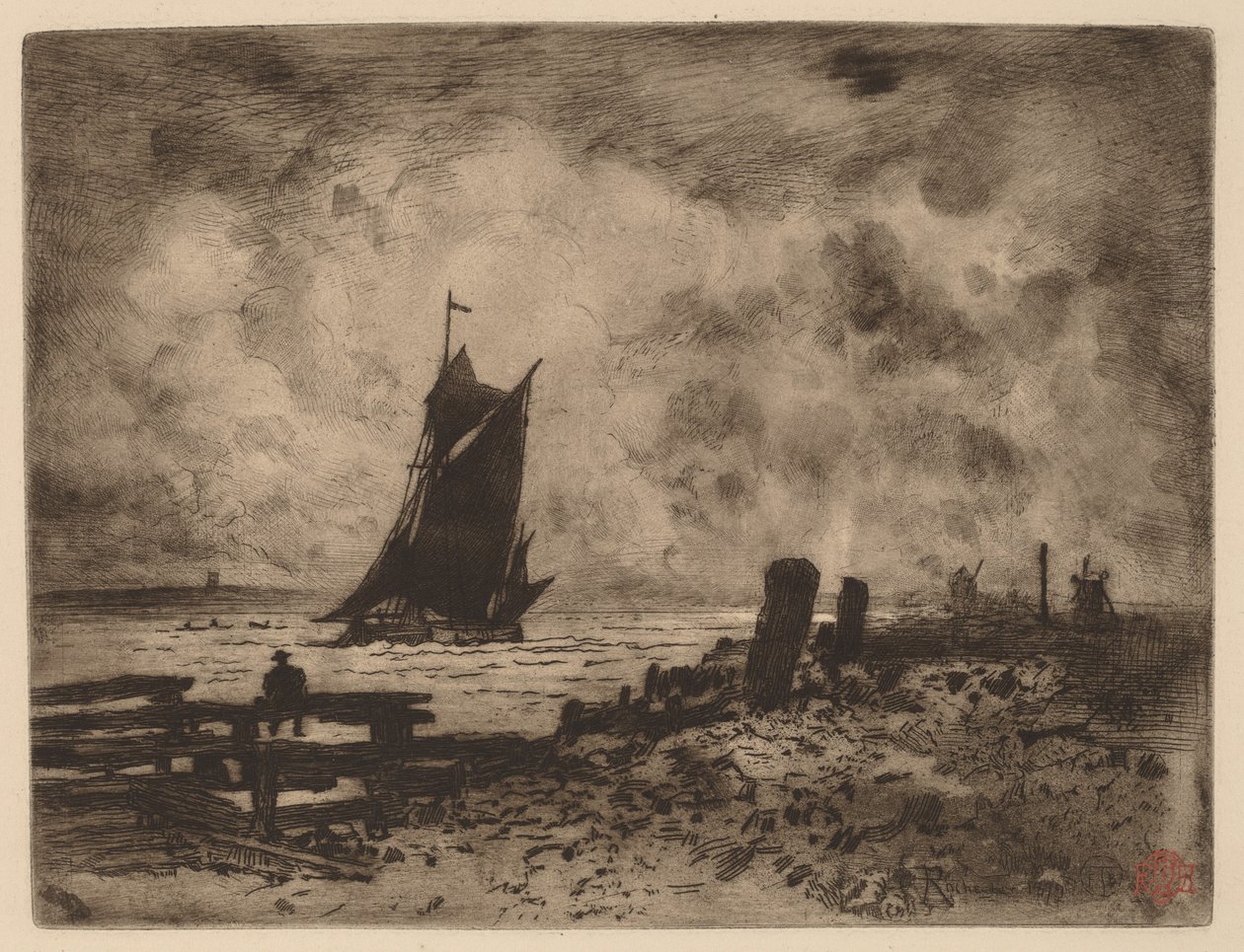 Meri: Medwayn matkamuisto, 1879. tekijältä Felix Hilaire Buhot