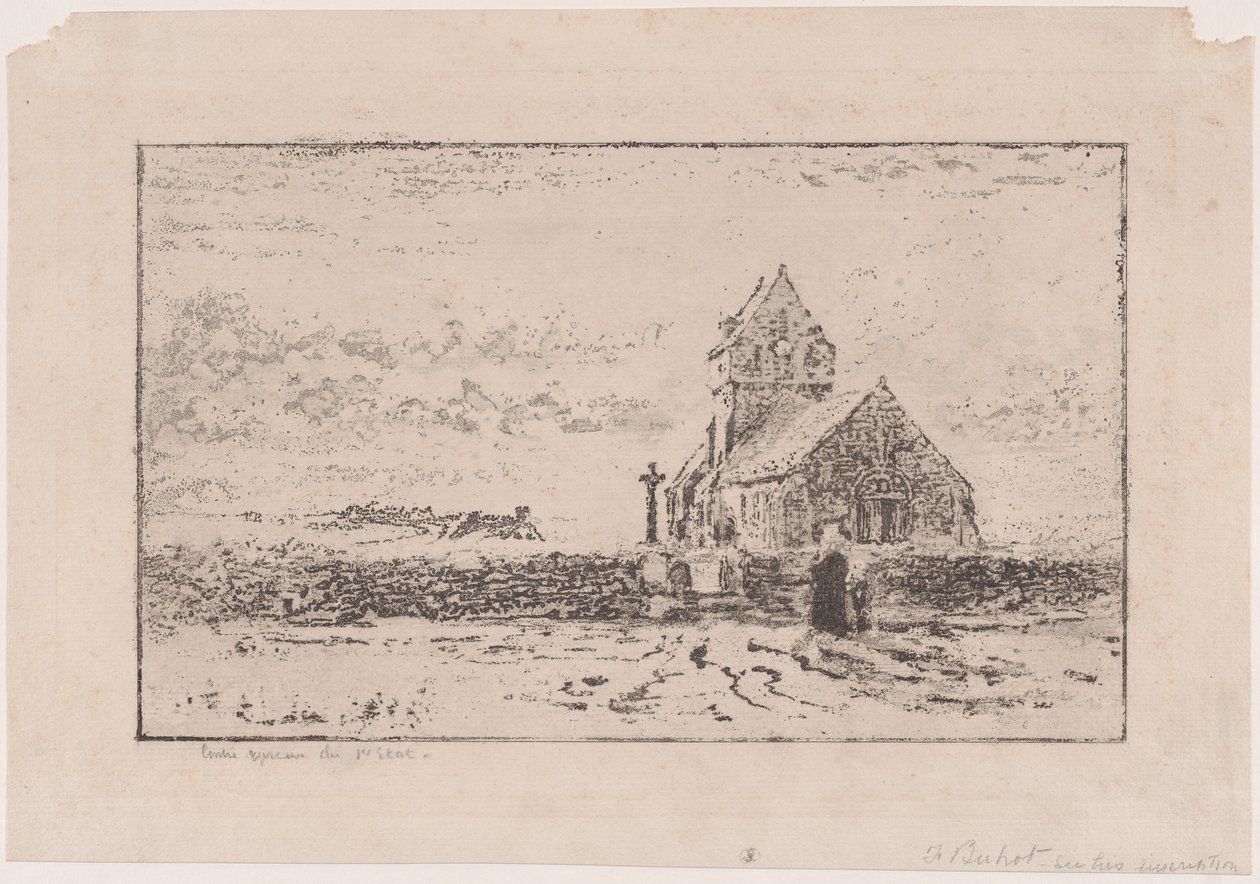 Jobourgin kirkko, 1887. tekijältä Felix Hilaire Buhot
