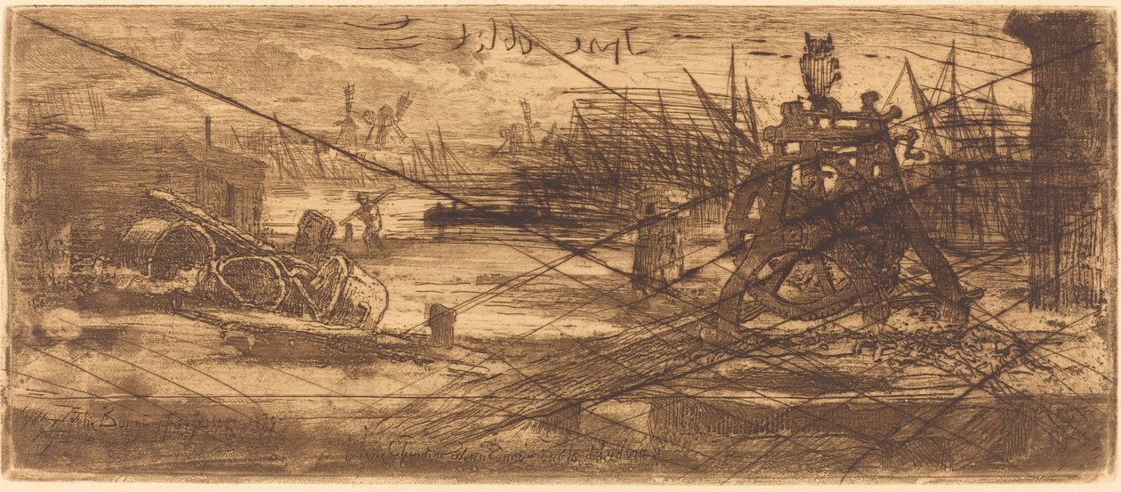Vanha telakka Rochesterissa, 1879. tekijältä Felix Hilaire Buhot