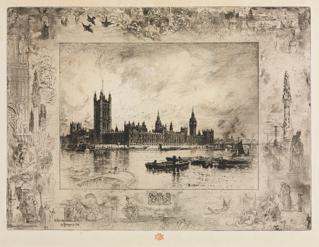Westminster Place, 1884. tekijältä Felix Hilaire Buhot
