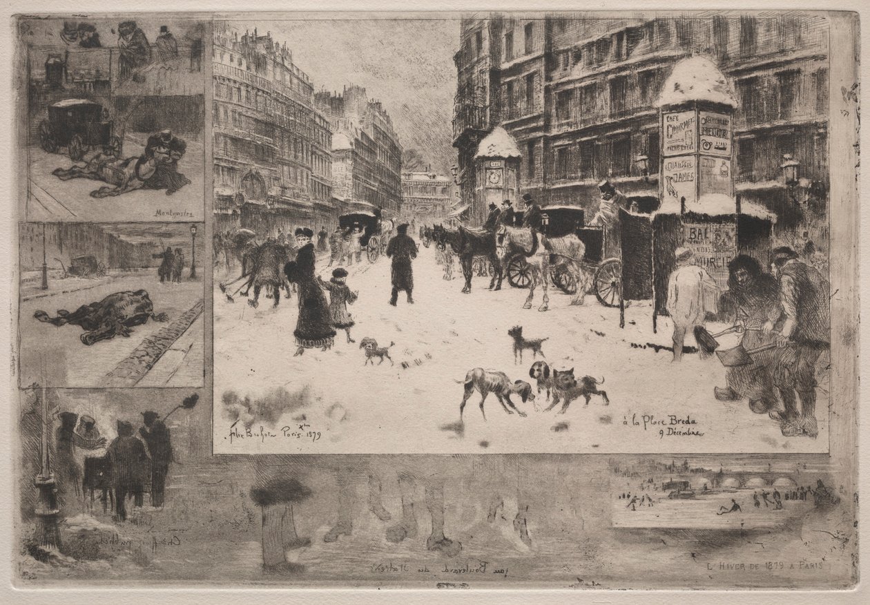 Talvi Pariisissa, 1879. tekijältä Felix Hilaire Buhot