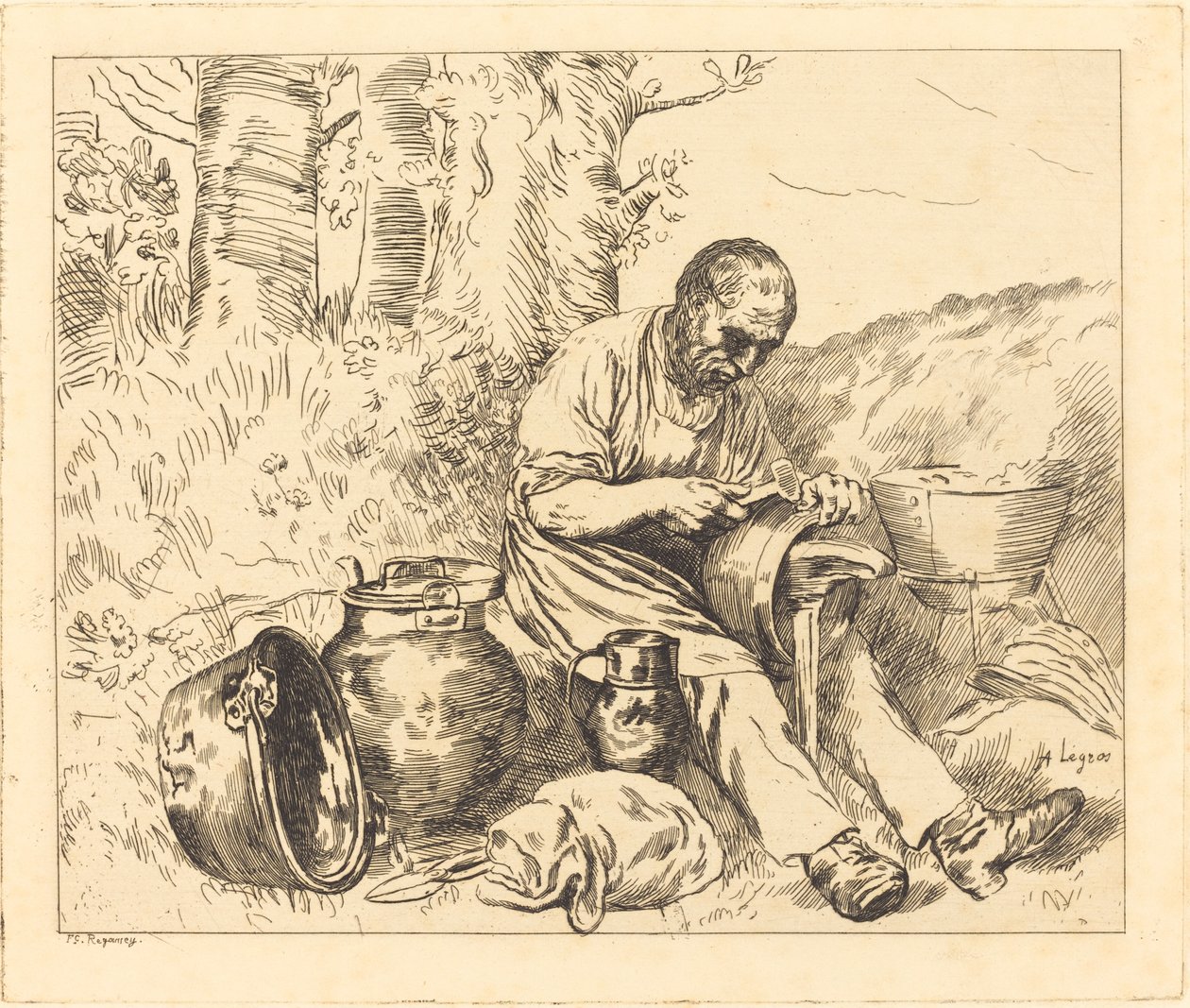 Tinker (Le retameur) tekijältä Felix Régamey after Alphonse Legros