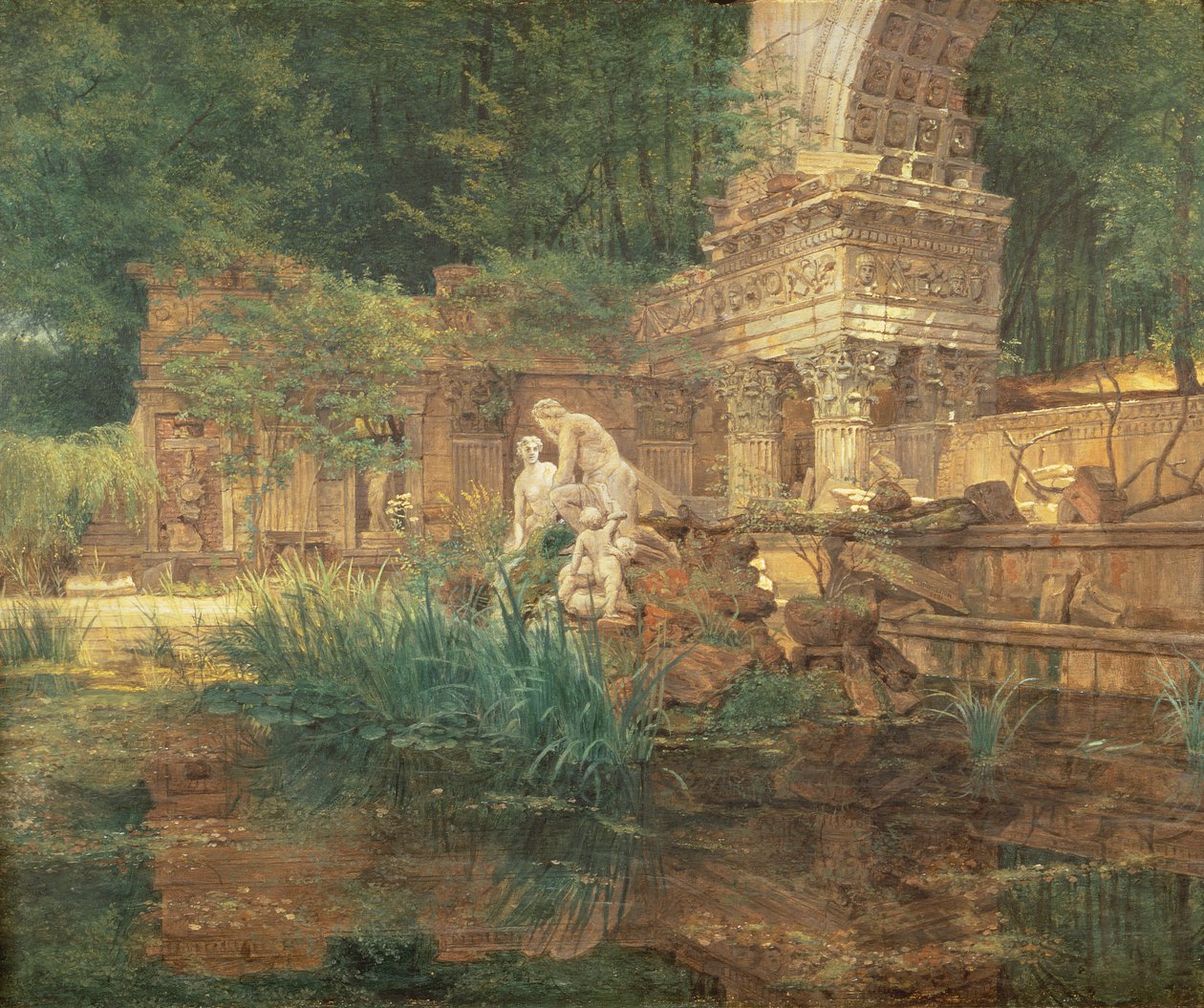Roomalaiset rauniot Schonbrunnin palatsin puutarhassa tekijältä Ferdinand Georg Waldmuller