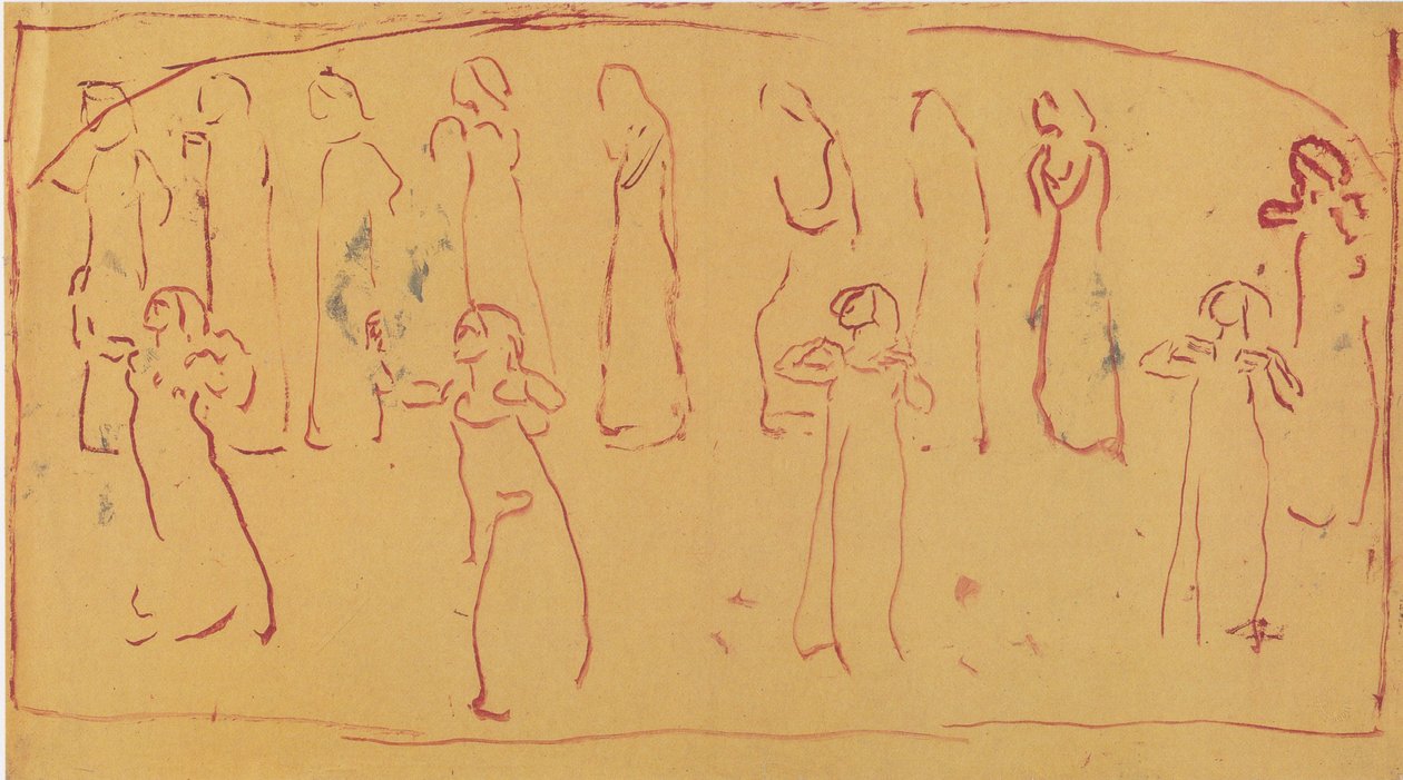 Dreizehn stehende Gewandfigurenn tekijältä Ferdinand Hodler