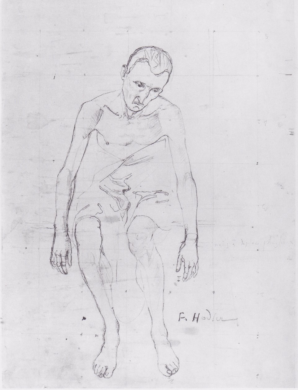 Studie zur Mittelfigur der Lebensmudenn. tekijältä Ferdinand Hodler