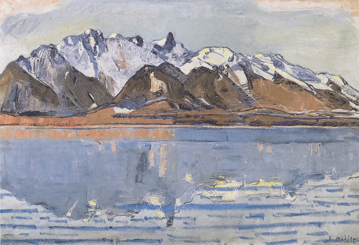 Thunjärvi ja Stockhornin ketju tekijältä Ferdinand Hodler