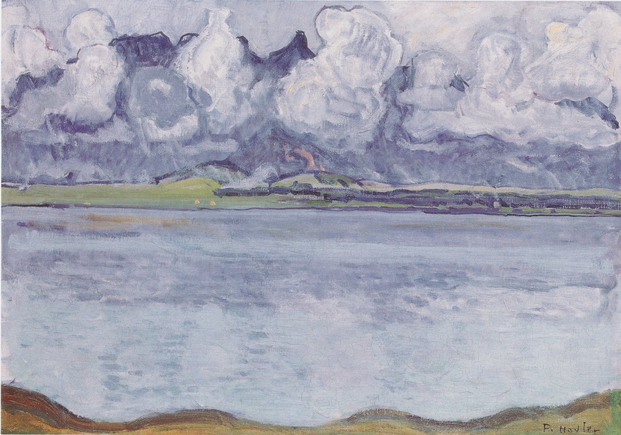 Thun-järvi ja Stockhornin ketju pilvissä tekijältä Ferdinand Hodler