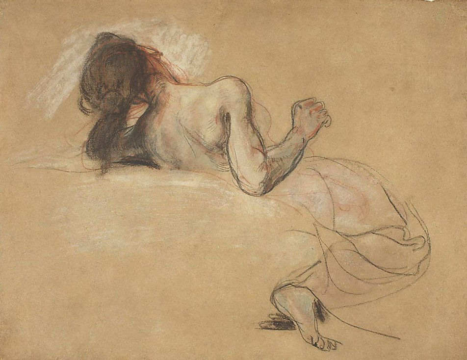 Kyyhöttävä nainen tekijältä Ferdinand Victor Eugene Delacroix
