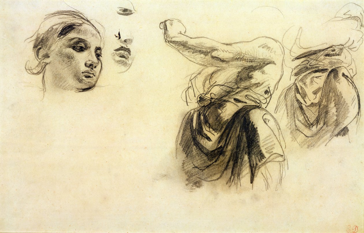 Figuuritutkimukset (grafiitti paperille) tekijältä Ferdinand Victor Eugene Delacroix