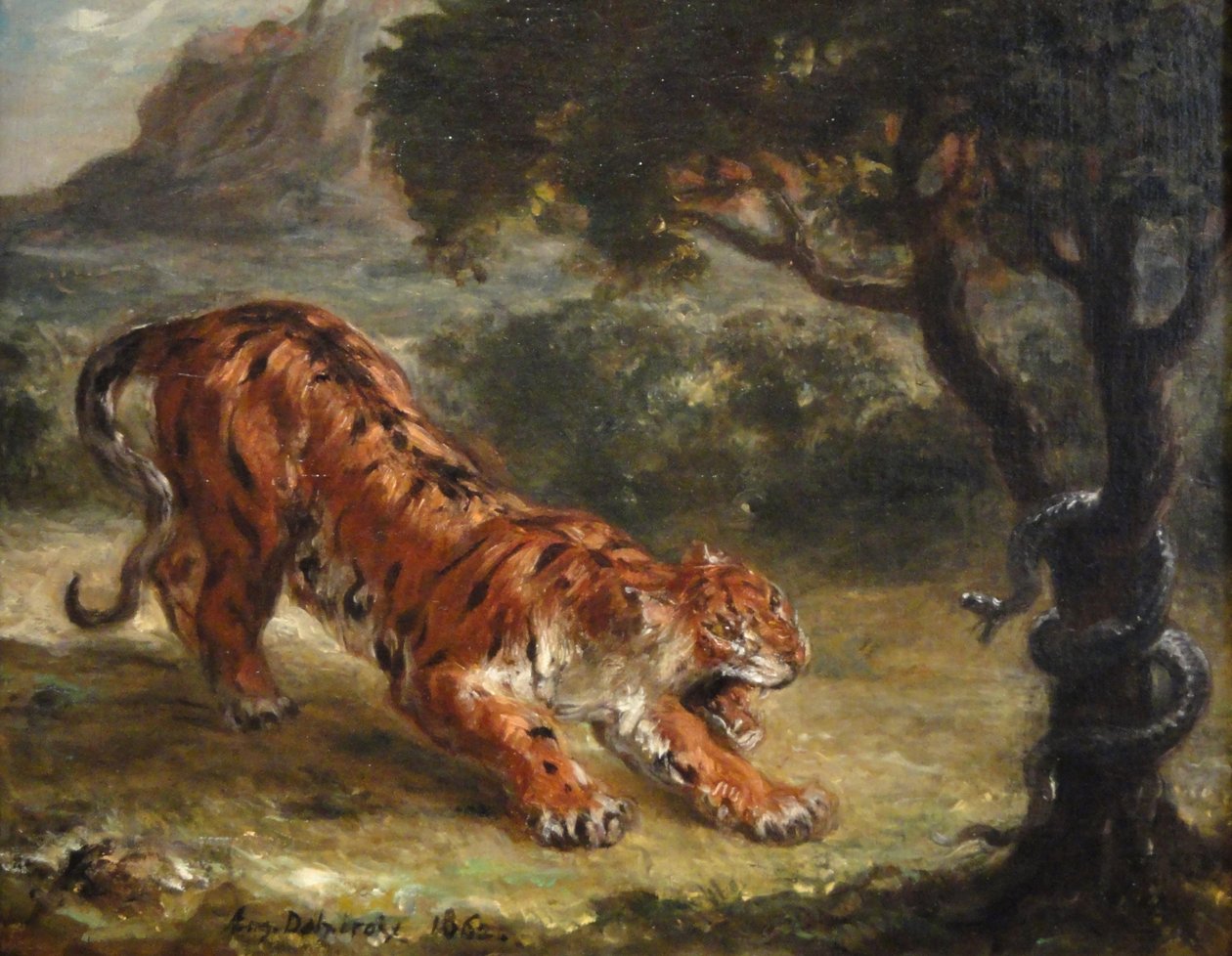 Tiikeri ja käärme tekijältä Ferdinand Victor Eugene Delacroix