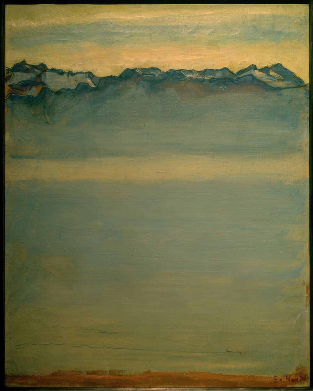 Genevenjärvi ja Savoijin Alpit tekijältä Ferdinand Hodler