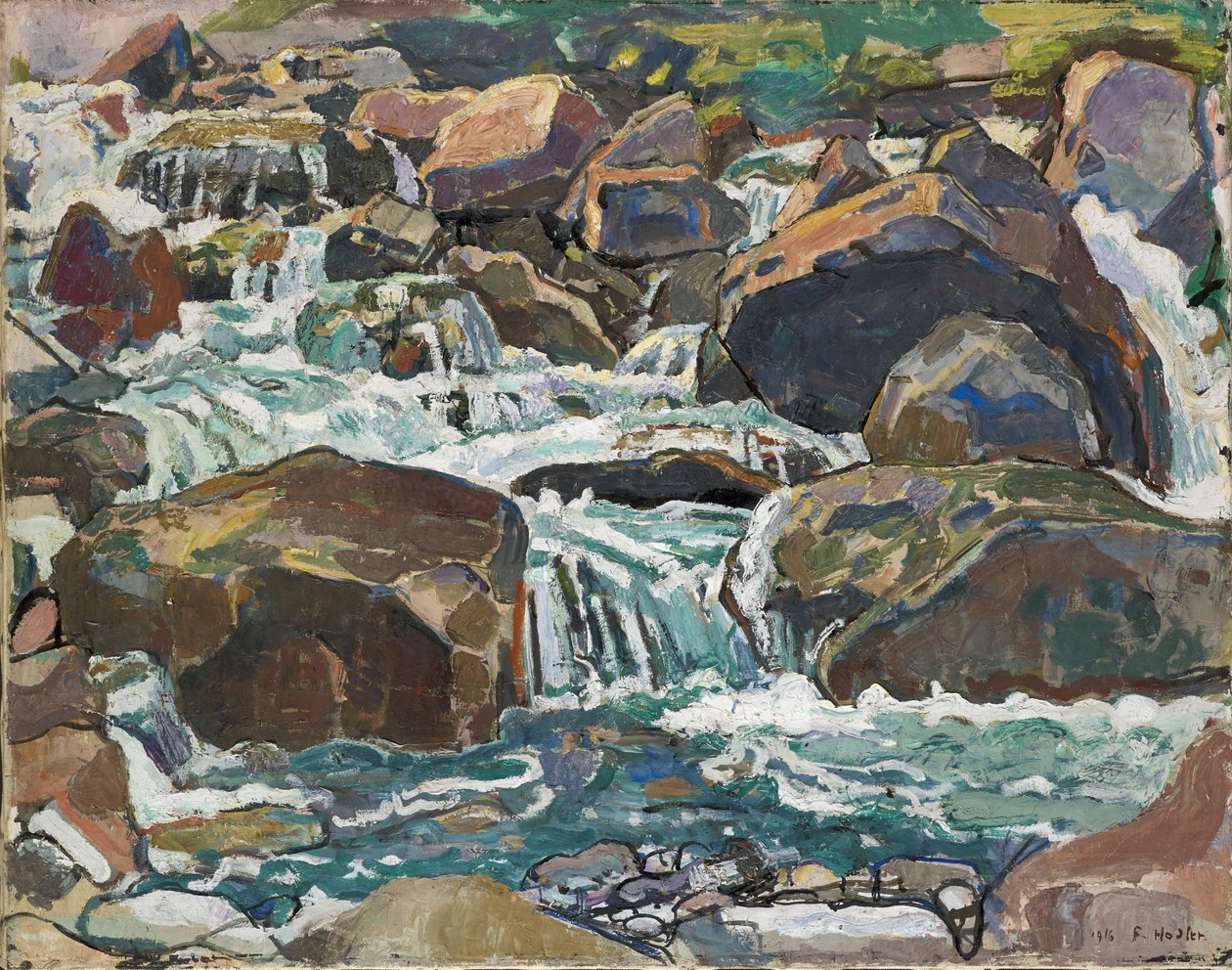 Mountain Creek lähellä Champéryä, 1916. tekijältä Ferdinand Hodler