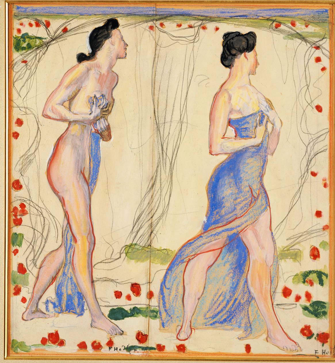 Tutkimus "Die Cempfindung I", n. 1901-02 tekijältä Ferdinand Hodler
