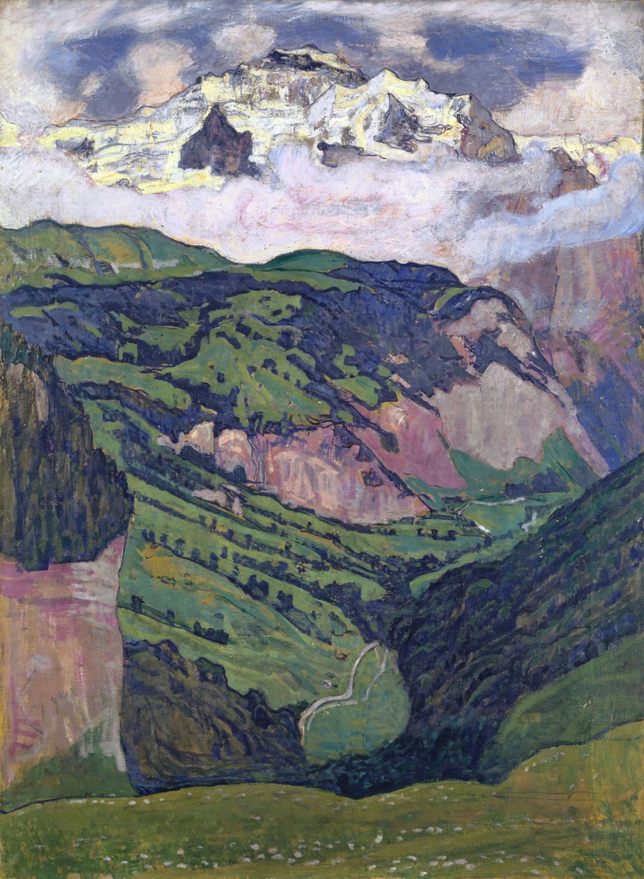 Jungfrau nähtynä Isenfluhista, 1902. tekijältä Ferdinand Hodler