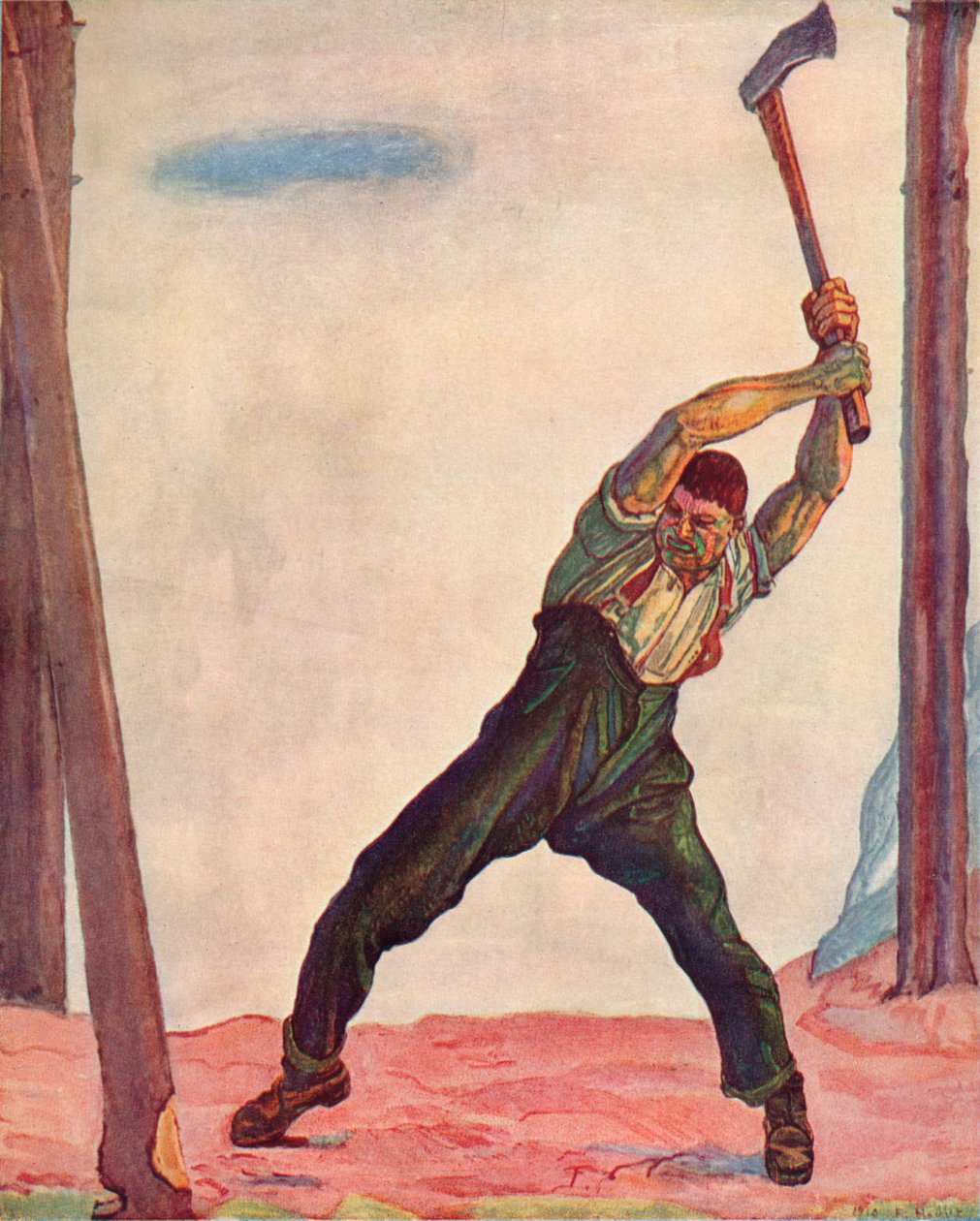Puunhakkaaja, 1910. tekijältä Ferdinand Hodler