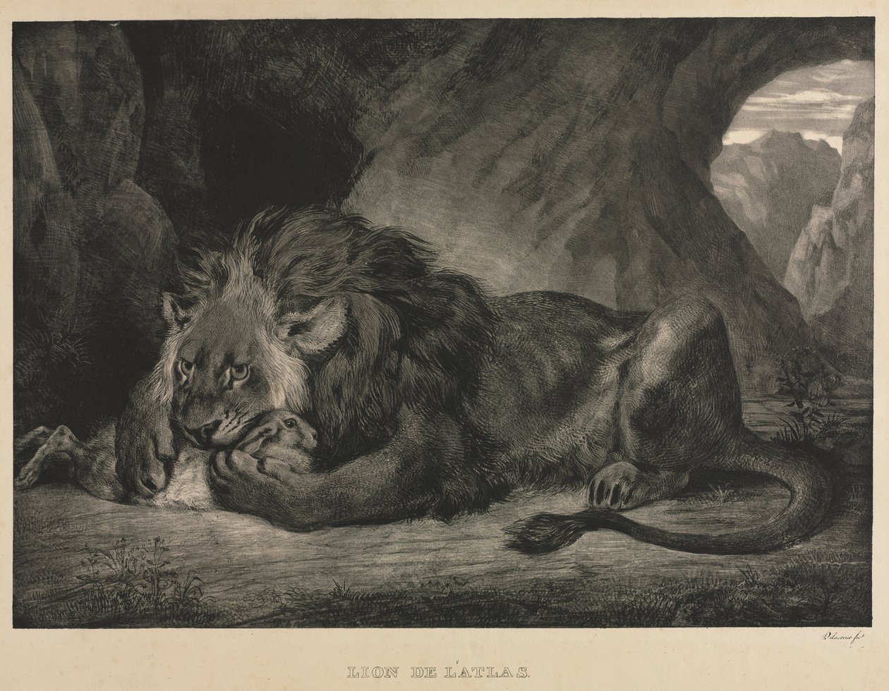 Atlas-leijona, 1829. tekijältä Ferdinand Victor Eugene Delacroix