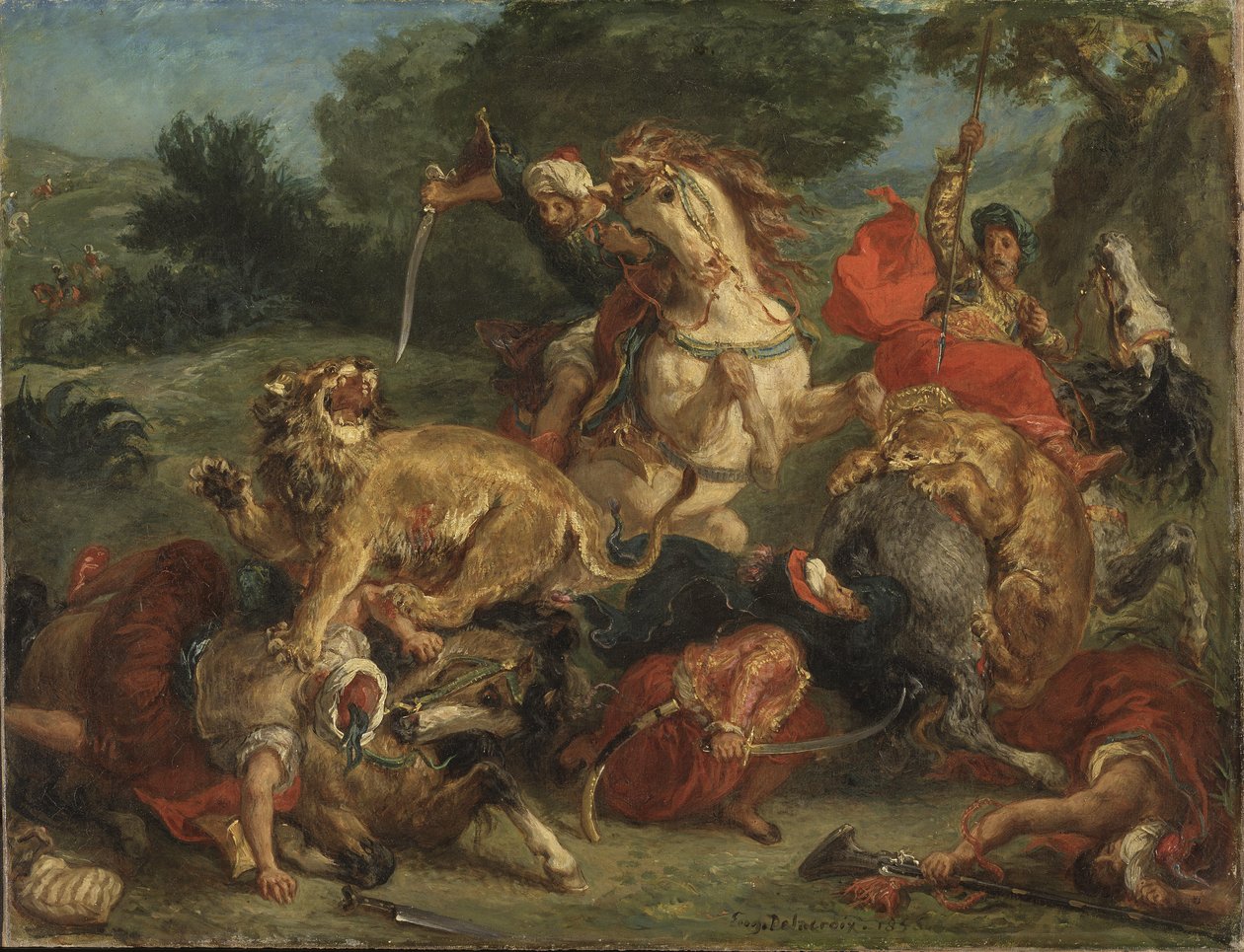 Leijonan metsästys tekijältä Ferdinand Victor Eugene Delacroix