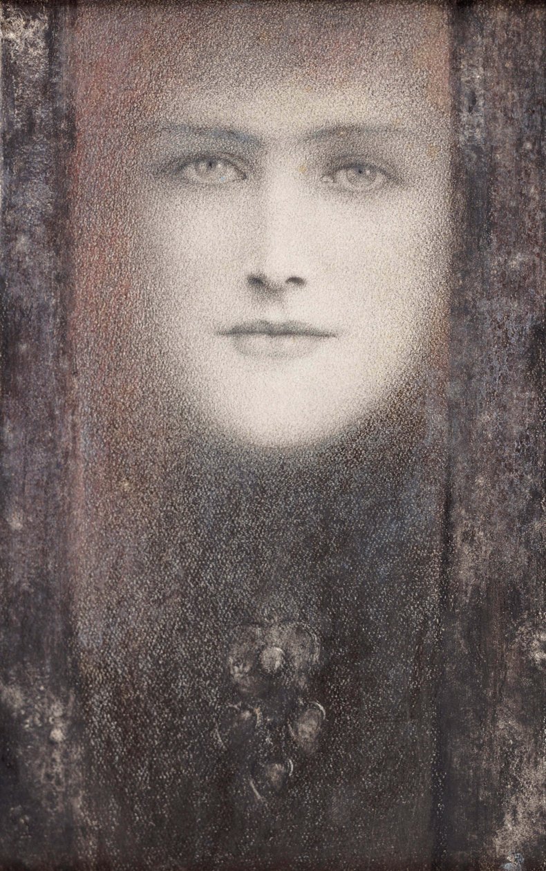 Naamio mustalla verholla, 1892. tekijältä Fernand Khnopff