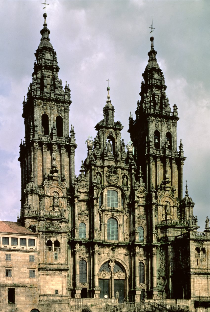 Näkymä länsirintamalle (Fachada del Obradoiro) 1738-50 (yksityiskohdat ks. 88958). tekijältä Fernando de Casas Novoa
