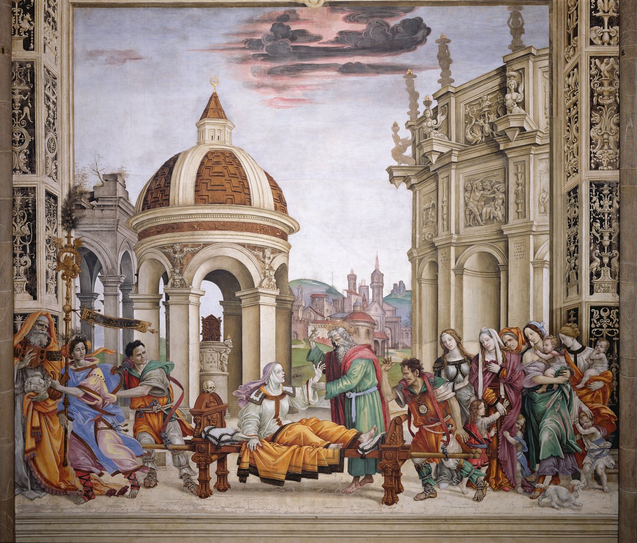 Strozzin kappelin pohjoisseinä, Johanneksen evankelistan Drusianan nosto, n. 1457-1502. tekijältä Filippino Lippi
