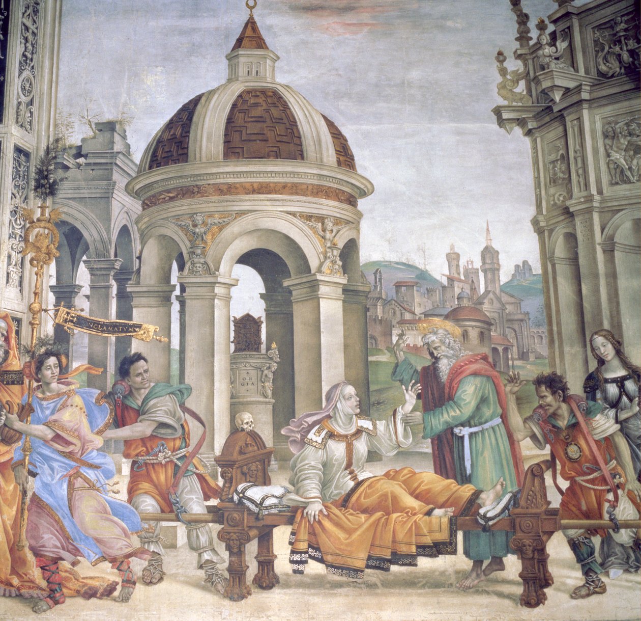 Drusianan nostaminen Strozzi-kappelista, 1502 tekijältä Filippino Lippi