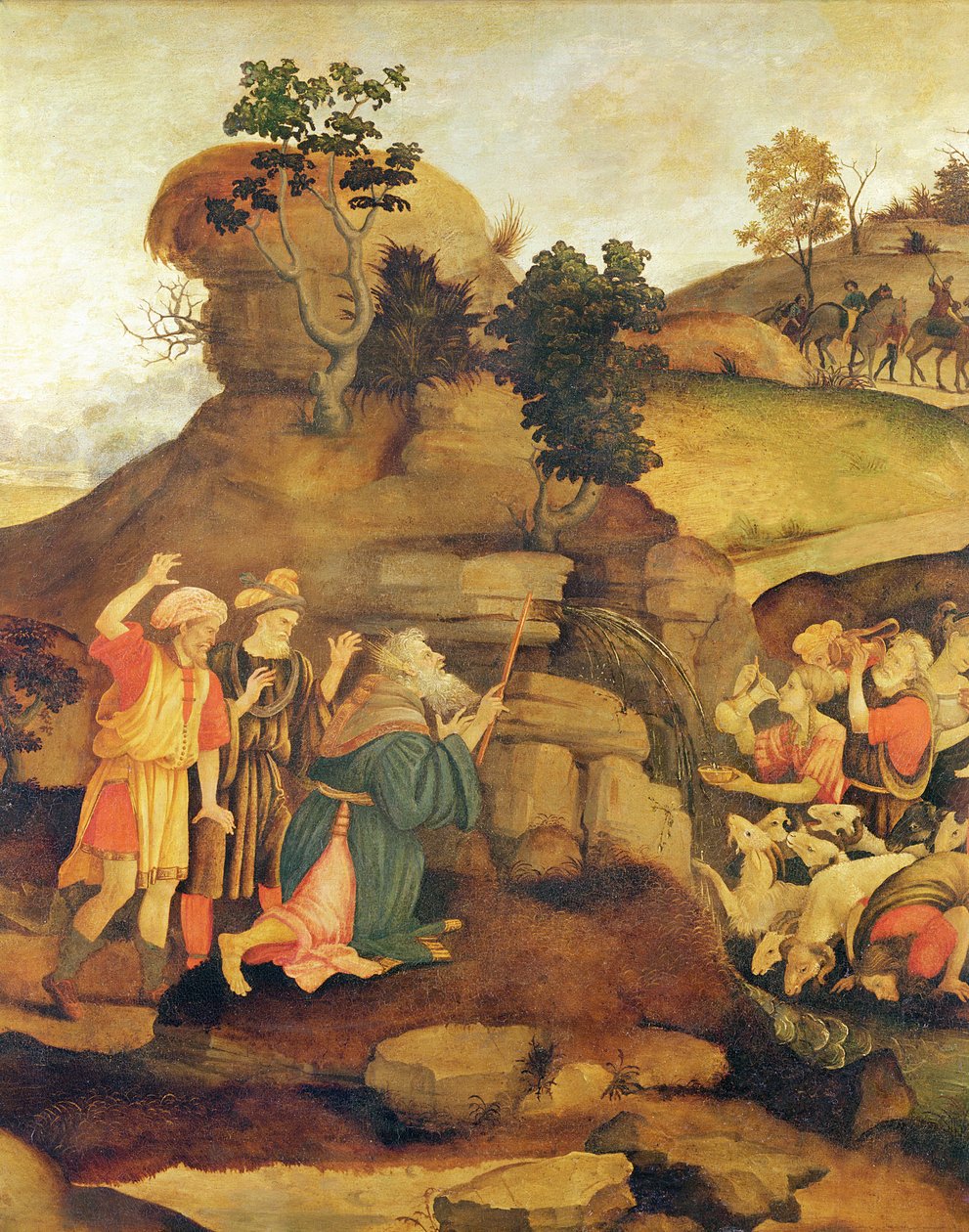 Mooses tuo kalliosta vettä, n.1500 (yksityiskohta) tekijältä Fra Filippo Lippi