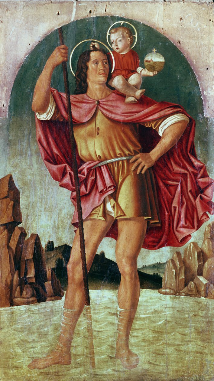 St. Christopher (tempera paneelissa) tekijältä Filippo Mazzola or Mazzola dell
