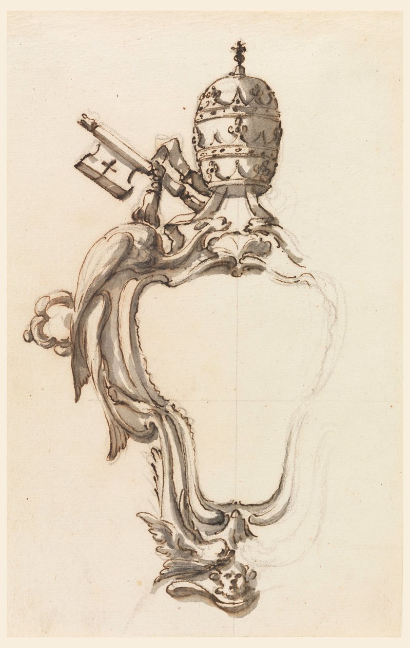 Piirros, Paavin vaakunakilpi, 1740-70. tekijältä Filippo Marchionni