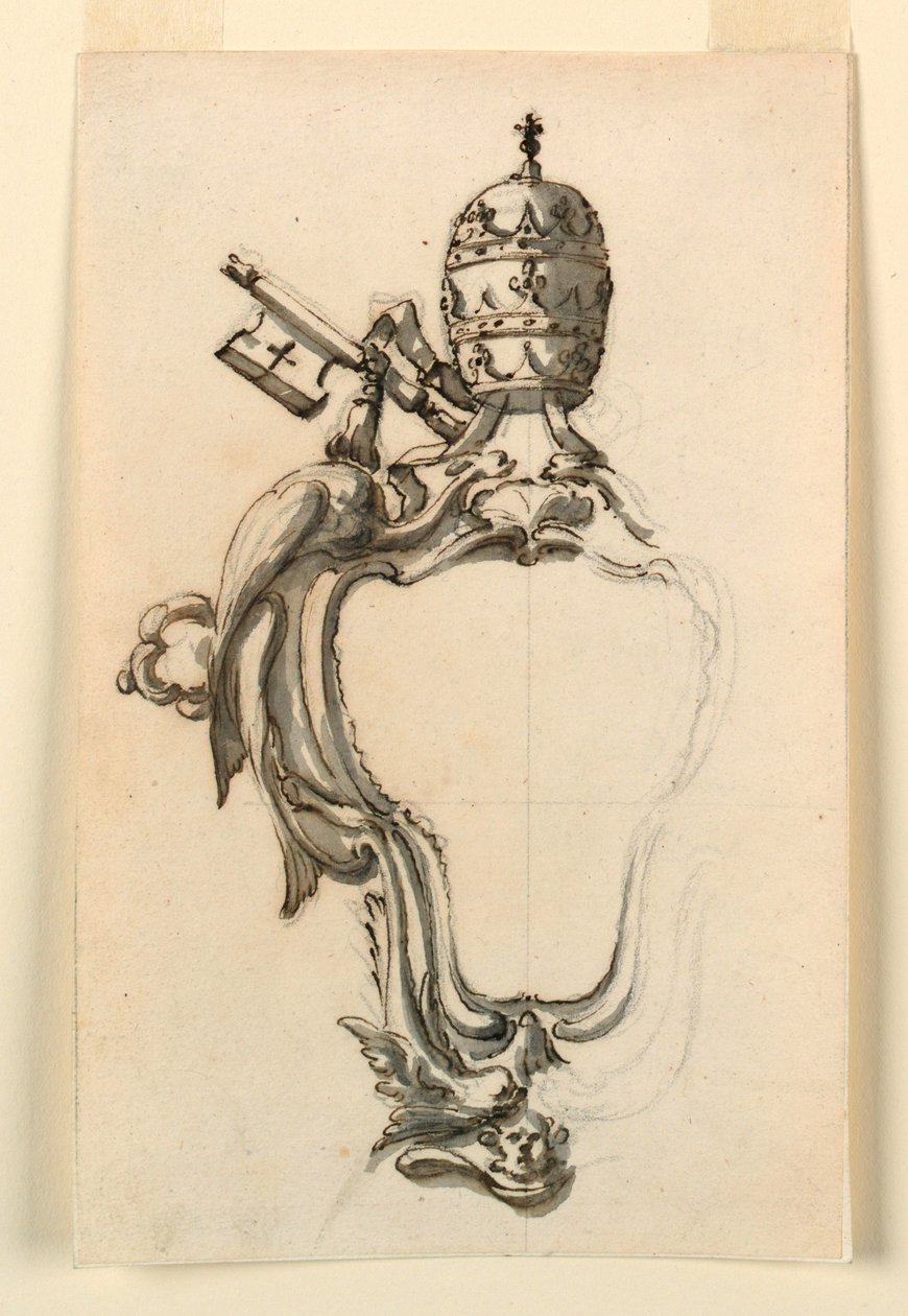 Piirros, Paavin vaakunakilpi, 1740-70. tekijältä Filippo Marchionni