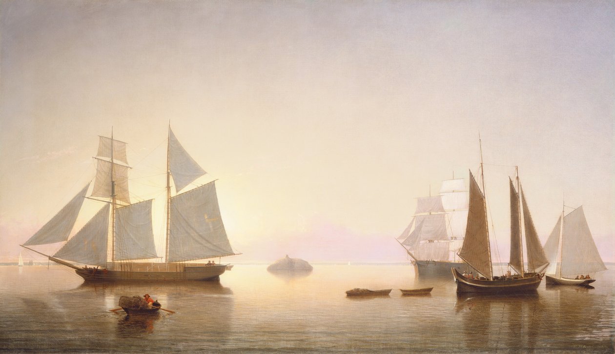 Rauhoitui Halfway Rockin edustalla, 1860. tekijältä Fitz Hugh Lane