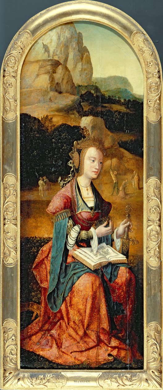 Pyhä Katariina Aleksandrialainen, 1500-luvun alku tekijältä Flemish School
