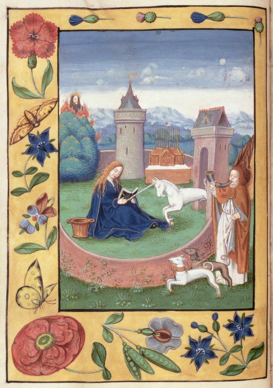 Ms McClean 99 f.11v Annunciation, n. 1526 tekijältä Flemish School