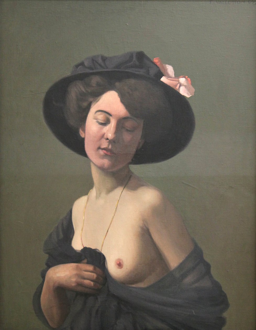 Nuori nainen mustassa hatussa, 1908 tekijältä Félix Vallotton