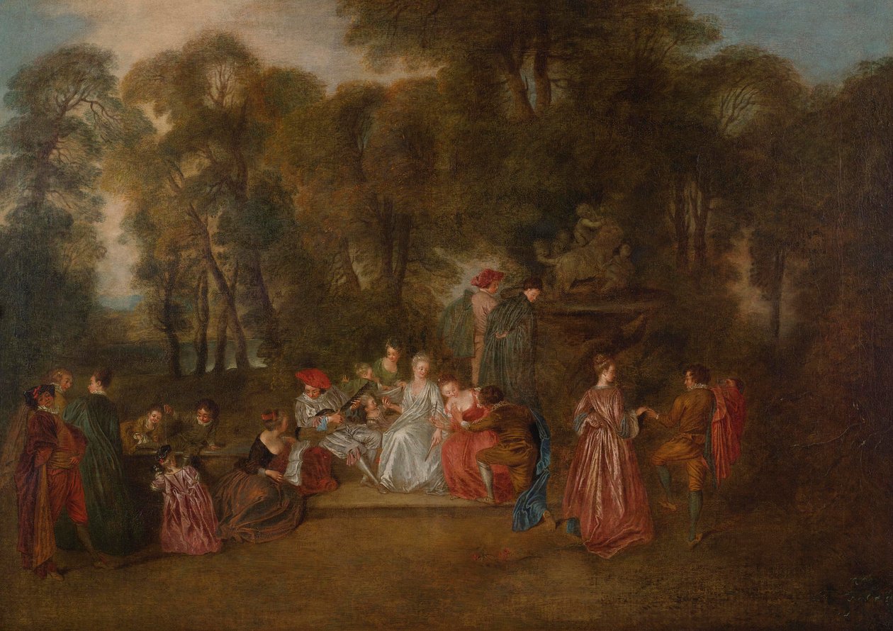 Fête galante tekijältä Follower of Antoine Watteau