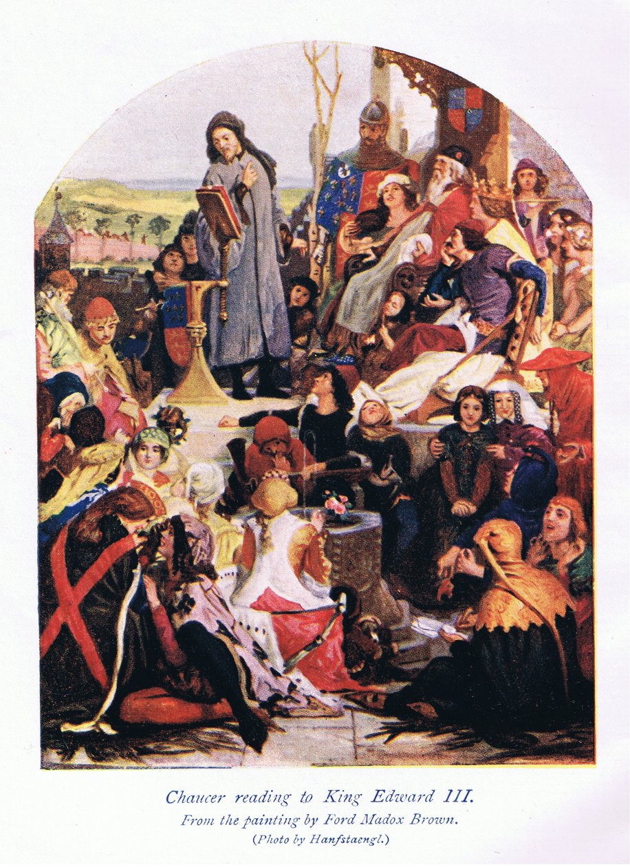 Chaucer lukee kuningas Edward III:lle tekijältä Ford Madox Brown