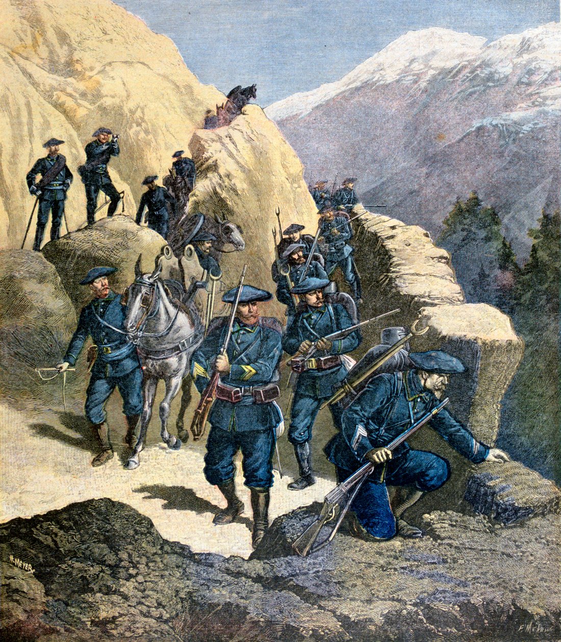 Alpine Hunters, 1891 tekijältä Fortuné Méaulle