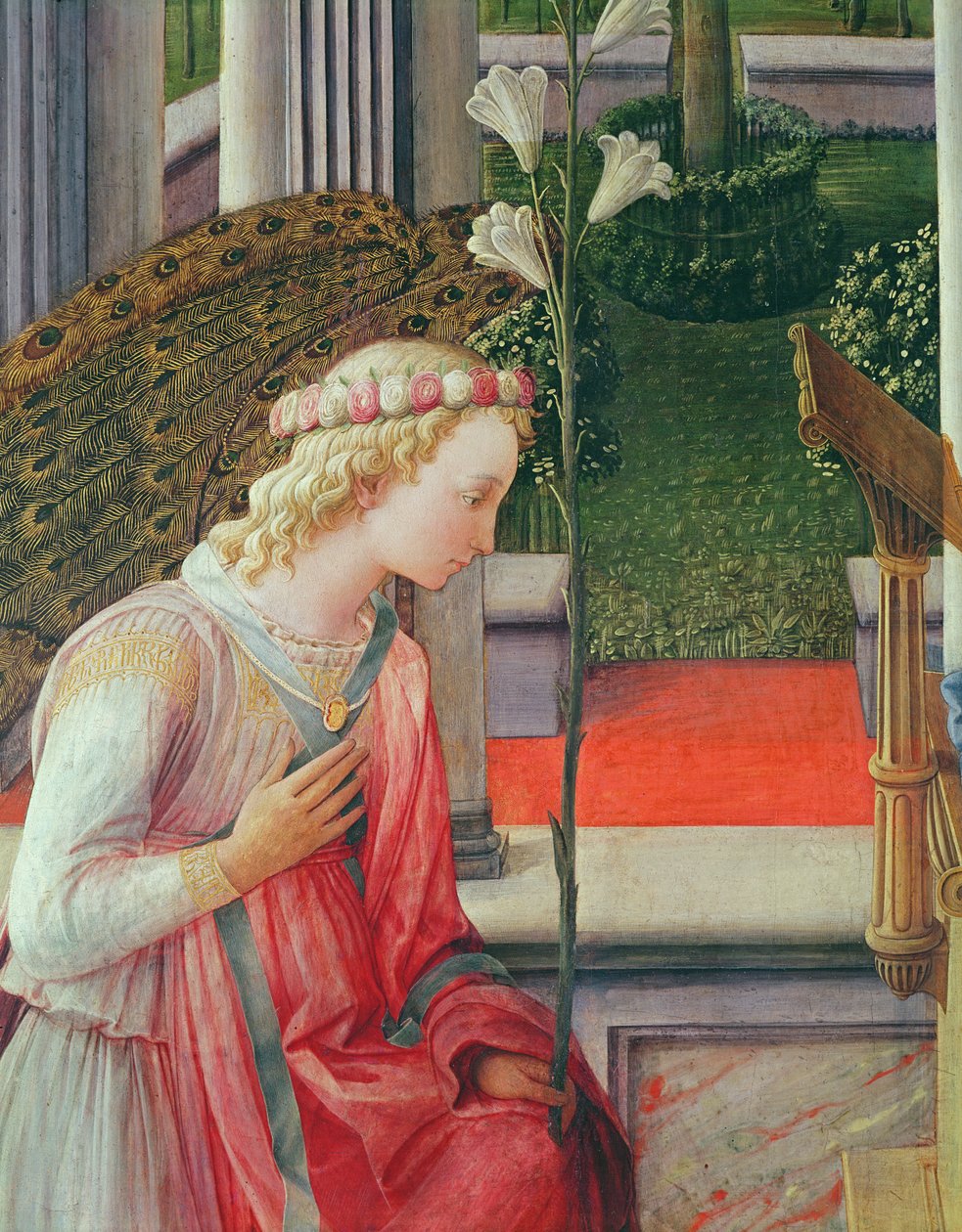 Ilmoitus, enkeli Gabrielin yksityiskohta (244961:n yksityiskohta) tekijältä Fra Filippo Lippi